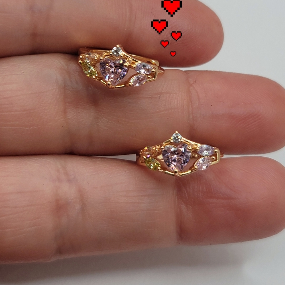 Valentine's Day hoops pink heart with clear stones
